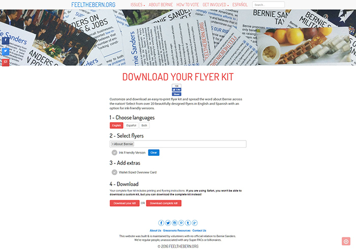 screenshot of the flyers side project page